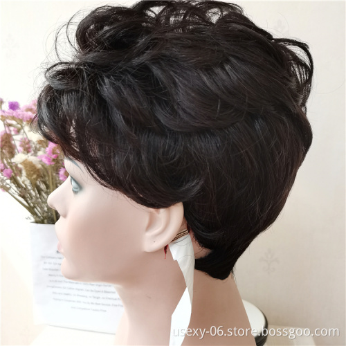 Dropshipping Short Human Hair Pixie Cut Wigs Cheap Brazilian Hair Wavy Short Wigs For Black Women